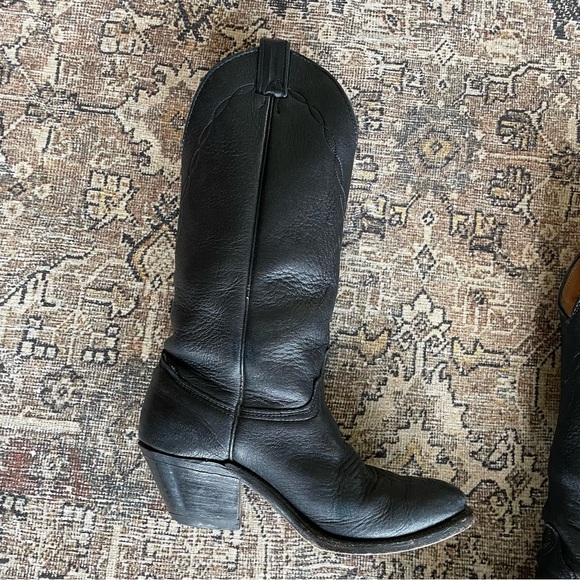 ✨SOLD✨Vintage Leather Embroidered Cowboy Western Boots in Black - 6.5 - Picture 3 of 7